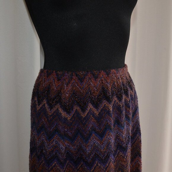 Zig Zag Knit Vintage Linda Lundstrom Wool Mohair Maxi Skirt Size 10 - Picture 7 of 7
